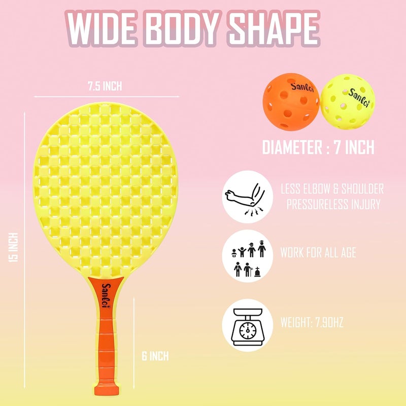 Knick Knack Santoi Paddle Ball Game Set with 2 Balls, Indoor Outdoor Play Set for Kids 3+ Years (Yellow) - Image 3